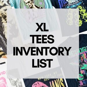 XL Band Tees Inventory List